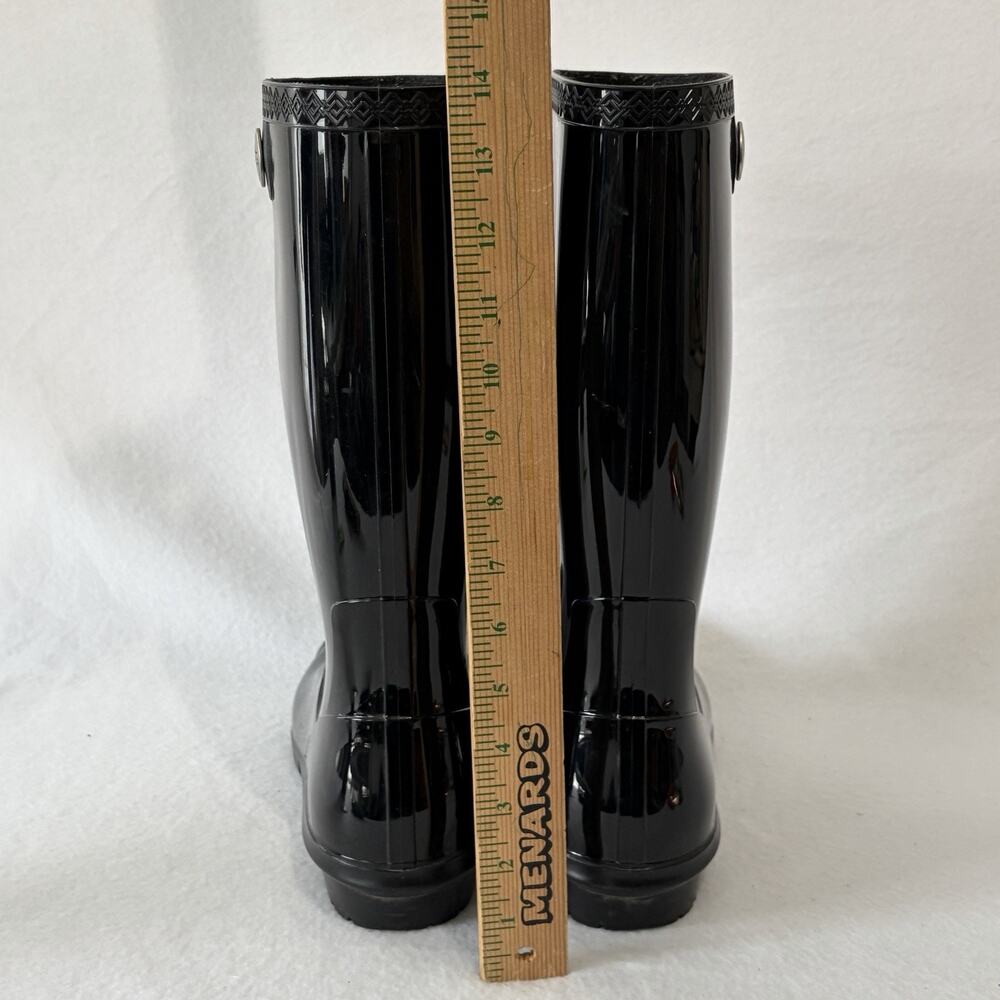 UGG Shaye Rain Boot Womens Size 11 Solid Shiny Black Mid Calf Slip On Waterproof - Picture 6 of 8